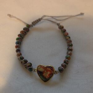 Multicolor Heart Beaded Bracelet Band with Adjustable Length